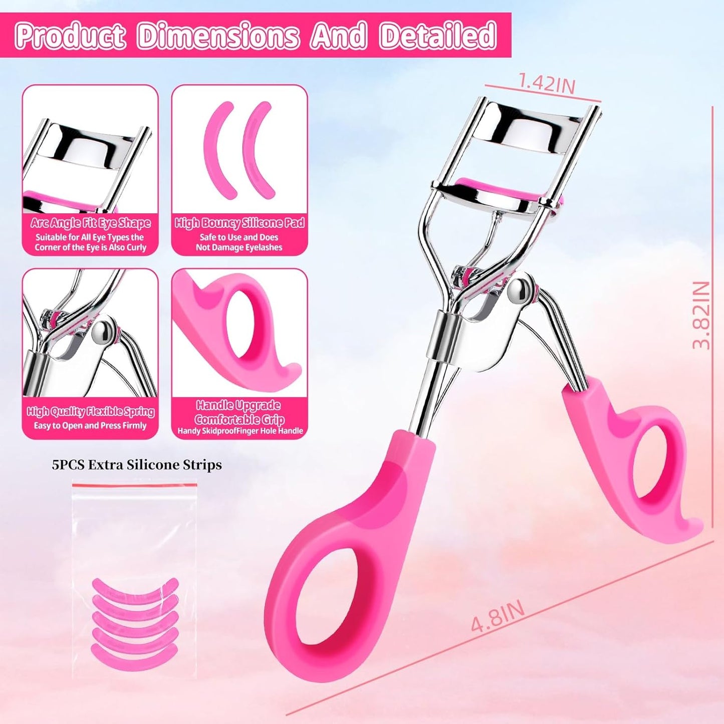 Bite Instruments Premium Quality Eyelash Curler with 6PCS Extra Replacement Pads Easy to Hold and Use