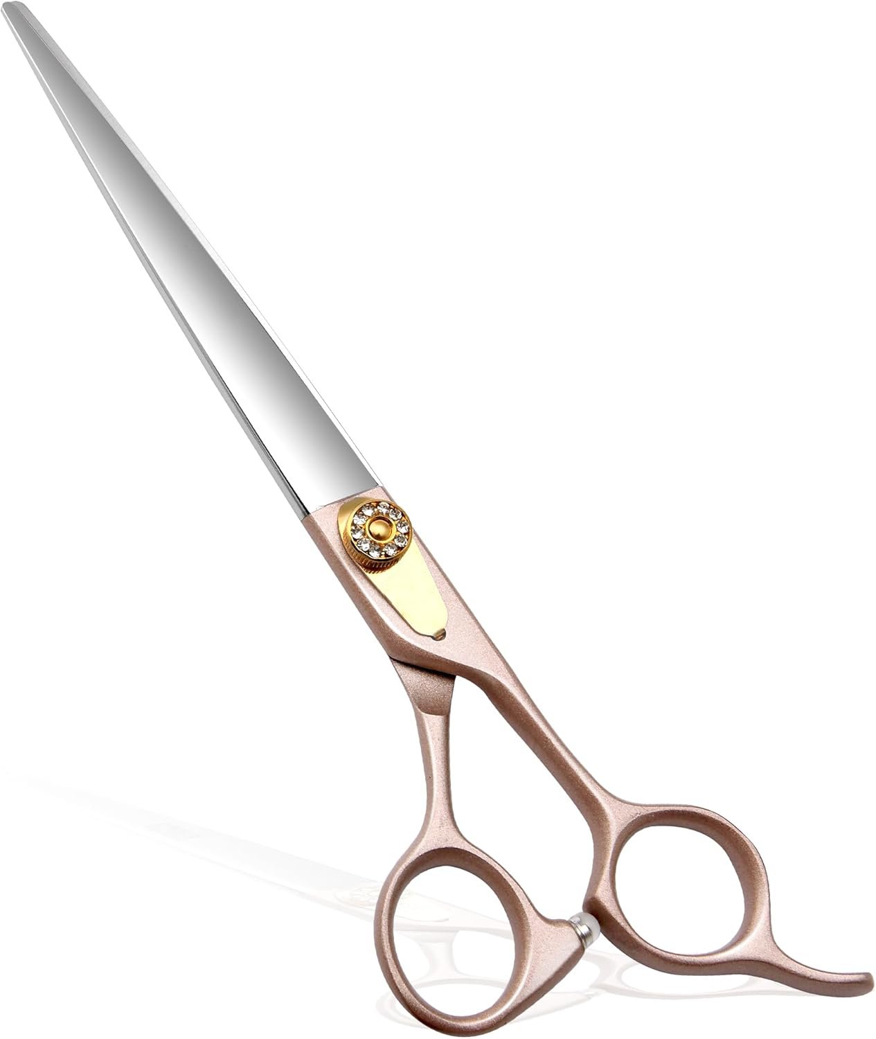 Professional 7.5-inch Dog Grooming Straight Scissors - JP440C Steel with Sharp Blades & Rose Gold Handles