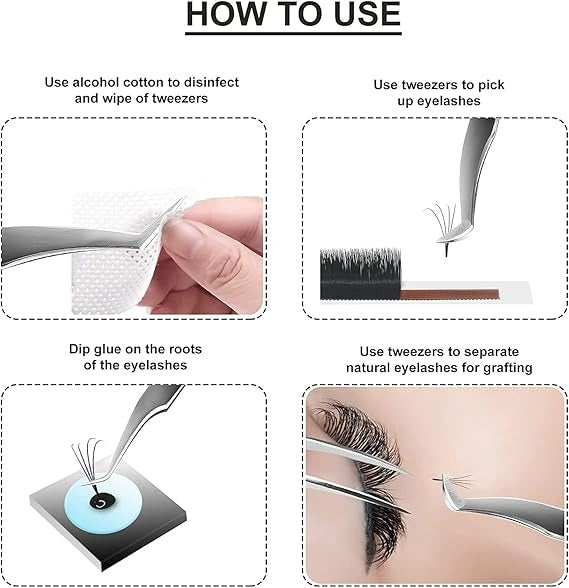 4-Piece Professional Gold Tip Eyelash Extension Tweezer Set for Salon Use