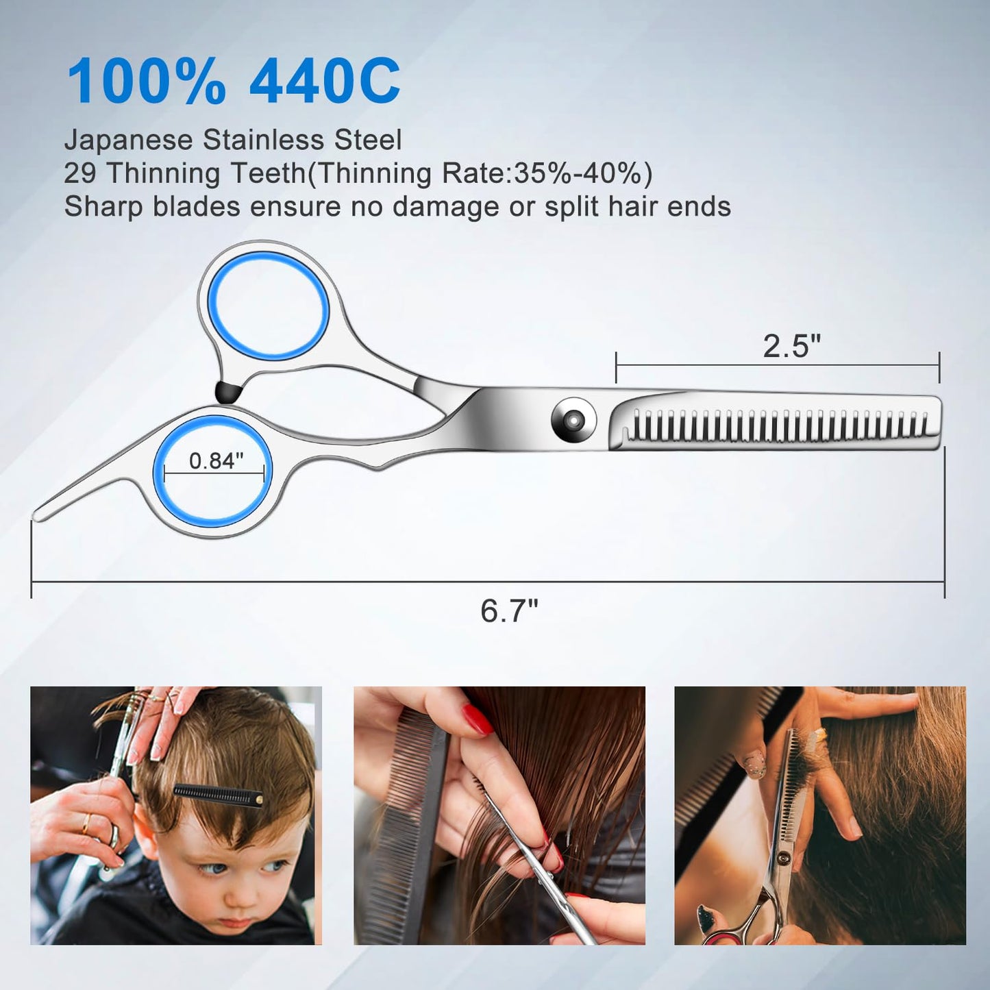 Professional 11-Piece Hair Cutting & Thinning Scissors Set - Silver & Blue Shears with Comb, Cape & Styling Accessories