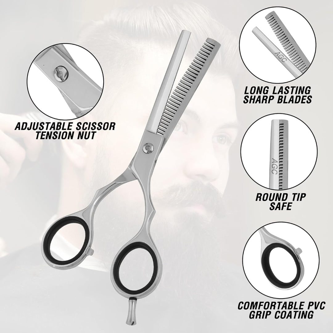 Professional 4-Piece Hair Cutting & Thinning Scissors Set - Black Hairdressing Kit with Comb & Accessories Gift Set