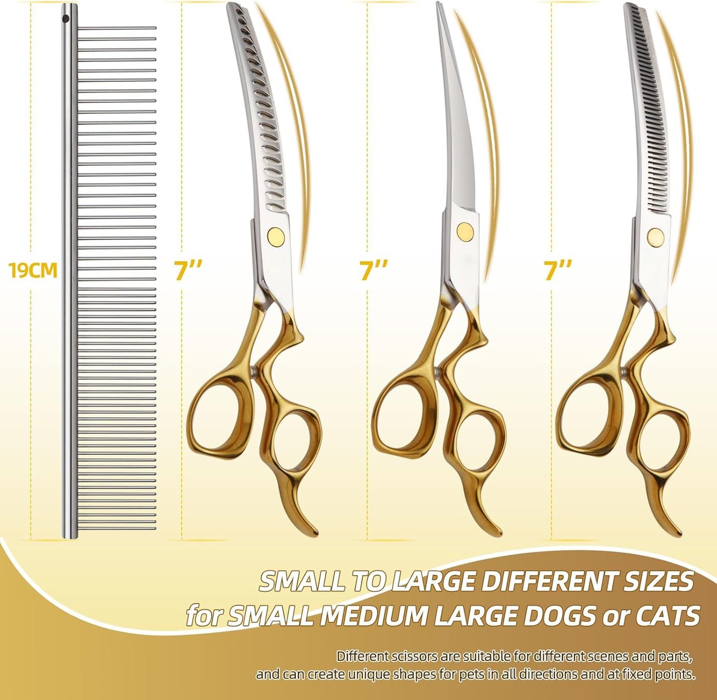 Dog Grooming Scissors,Curved Chunkers Shears Dog Grooming with Safety Round Tips, Sharp and Comfortable 4 in 1 Dog Scissors for Grooming