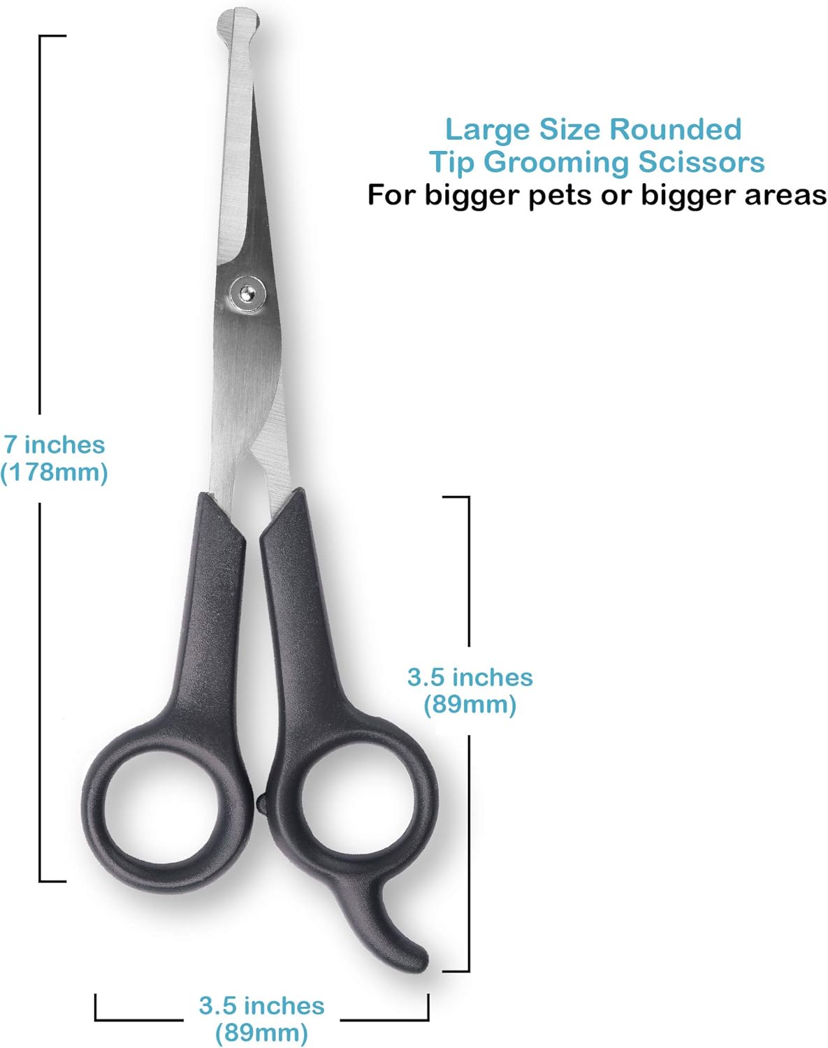 Pet Grooming Scissors - Safe Body & Facial Trimmer with Blunt Tips (2-Pack for Dogs & Cats)