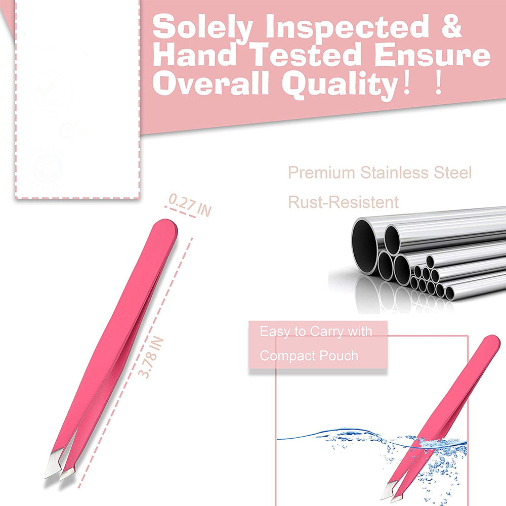 Professional Stainless Steel 4 Pack Tweezer Set for Eyebrow Ingrown Hair