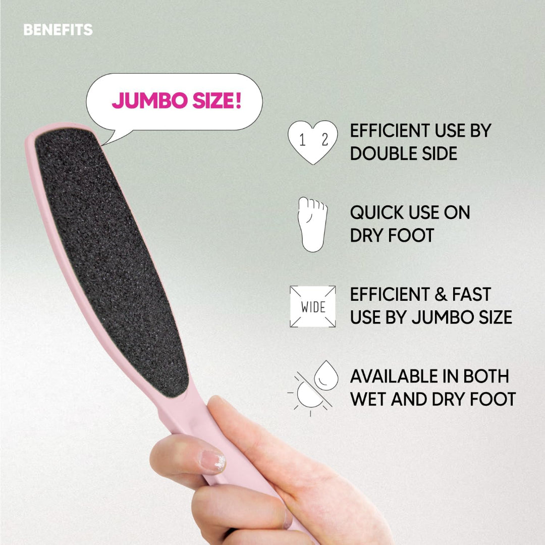 Bite Instruments Foot File(Pink) Double-Sided Pedicure Tool for Cracked Heel, Callus Remover