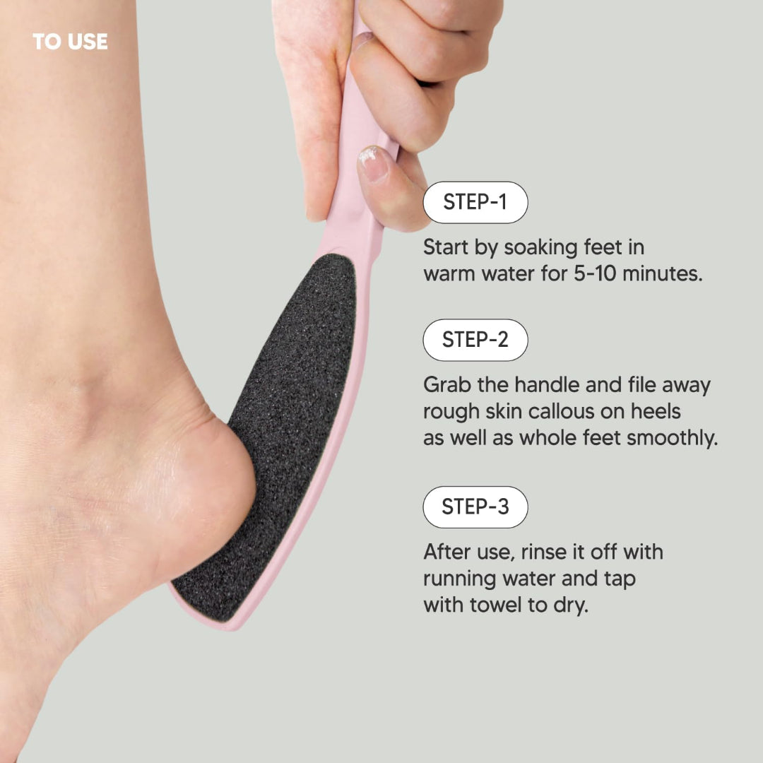 Bite Instruments Foot File(Pink) Double-Sided Pedicure Tool for Cracked Heel, Callus Remover