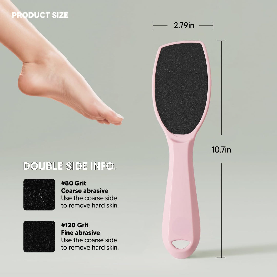 Bite Instruments Foot File(Pink) Double-Sided Pedicure Tool for Cracked Heel, Callus Remover