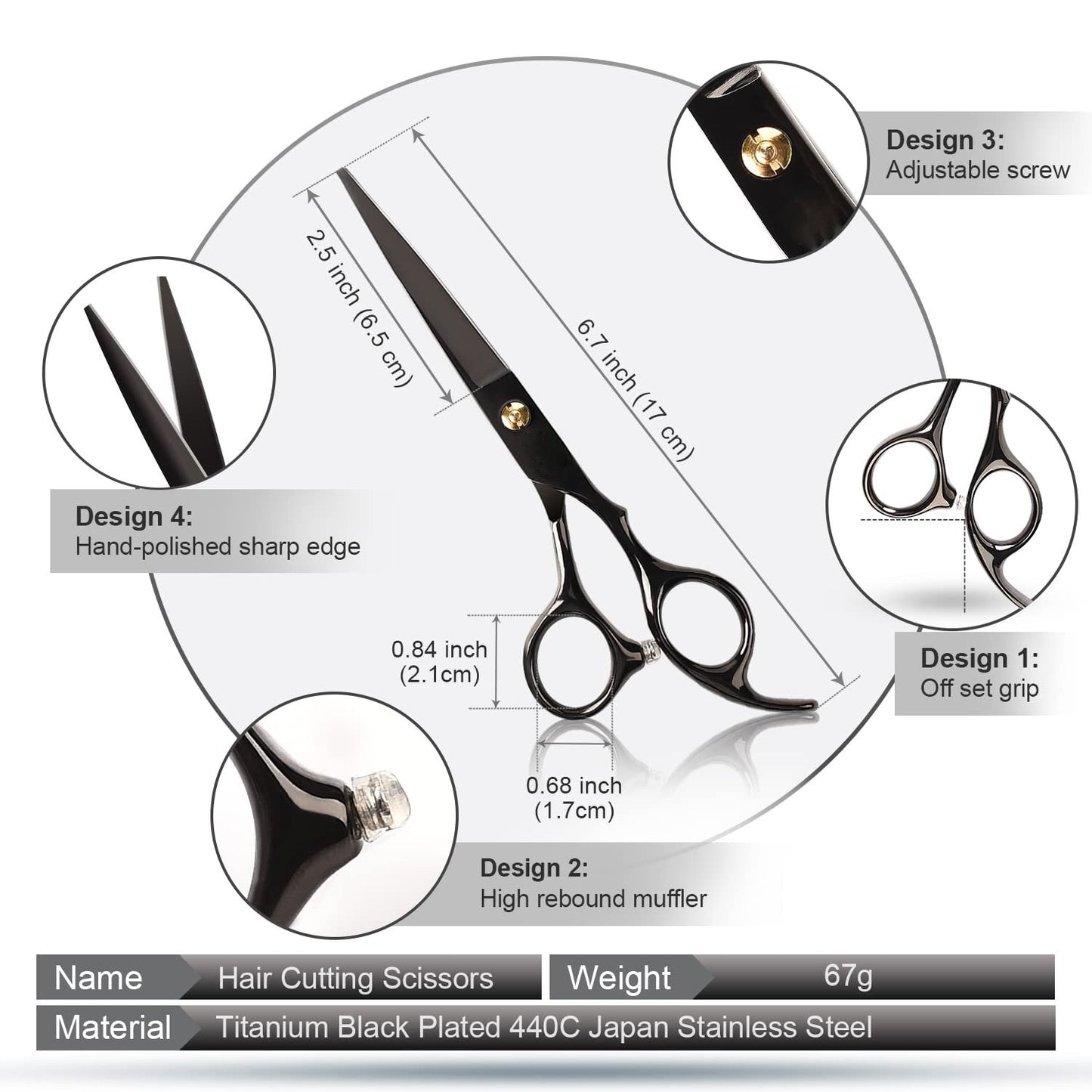 Professional 8-Piece Hair Cutting & Thinning Scissors Set - Black Hairdressing Kit with Comb & Accessories Gift Set
