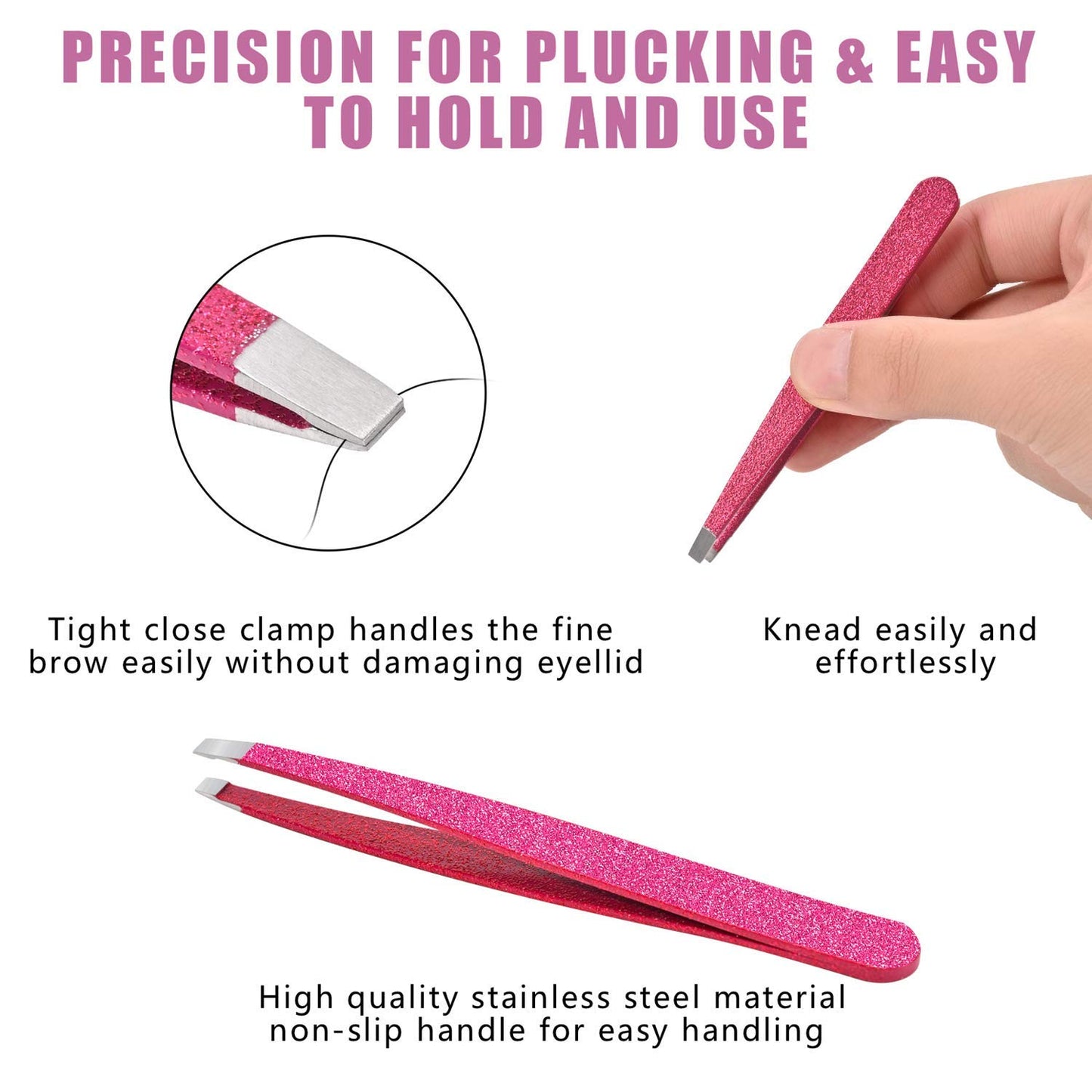 Eyebrow Tweezer Set, 4 Pcs Professional Stainless Steel Tweezers for Ingrown Hair Removal