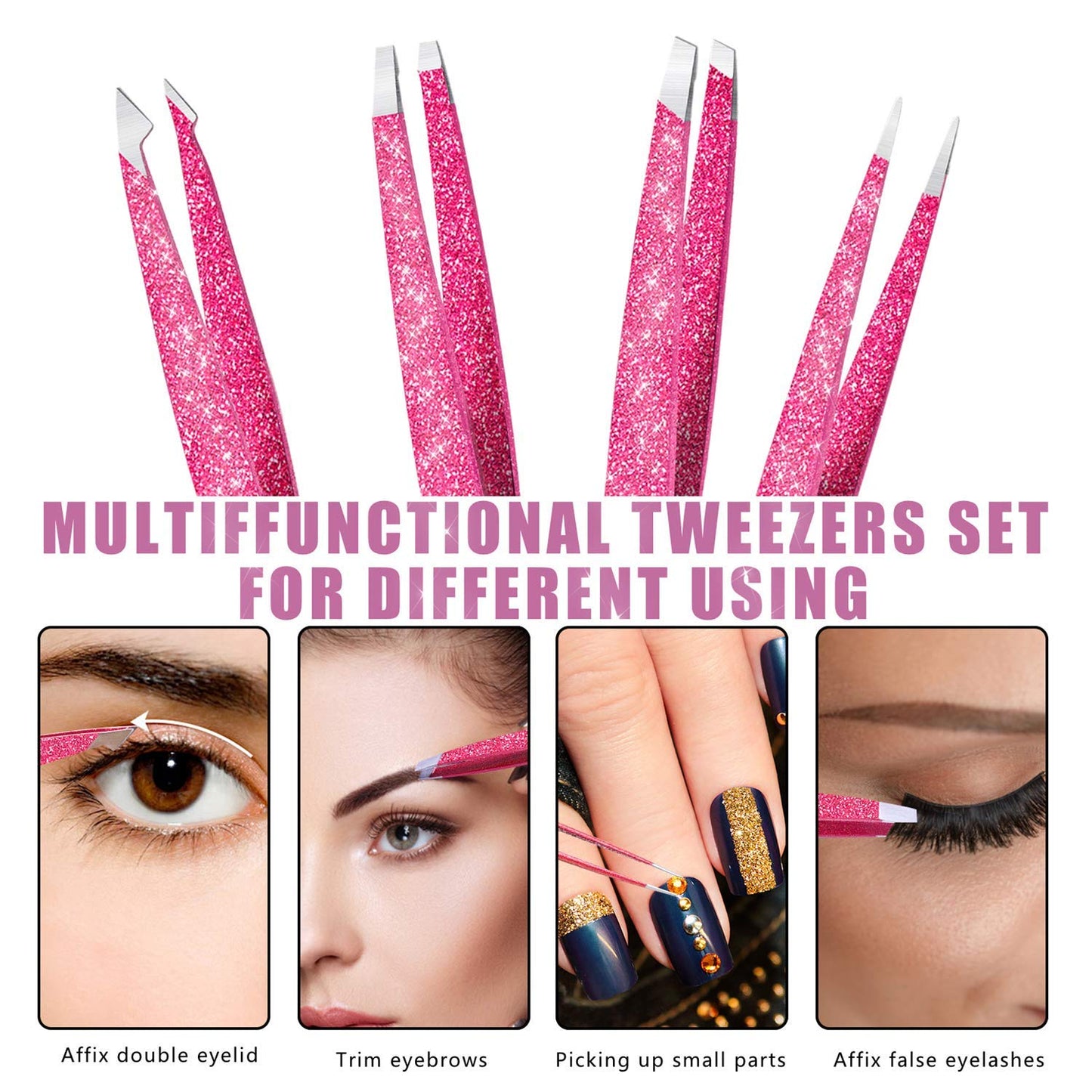 Bite Instruments Iridescent Slant Tip Eyebrow Tweezer Stainless Steel Tweezers for Ingrown Hair Removal