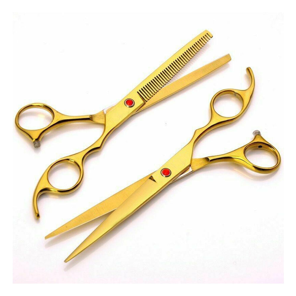 Bite Instruments Professional Hair Cutting Kit - All-Gold Barber Shears & Razor Set