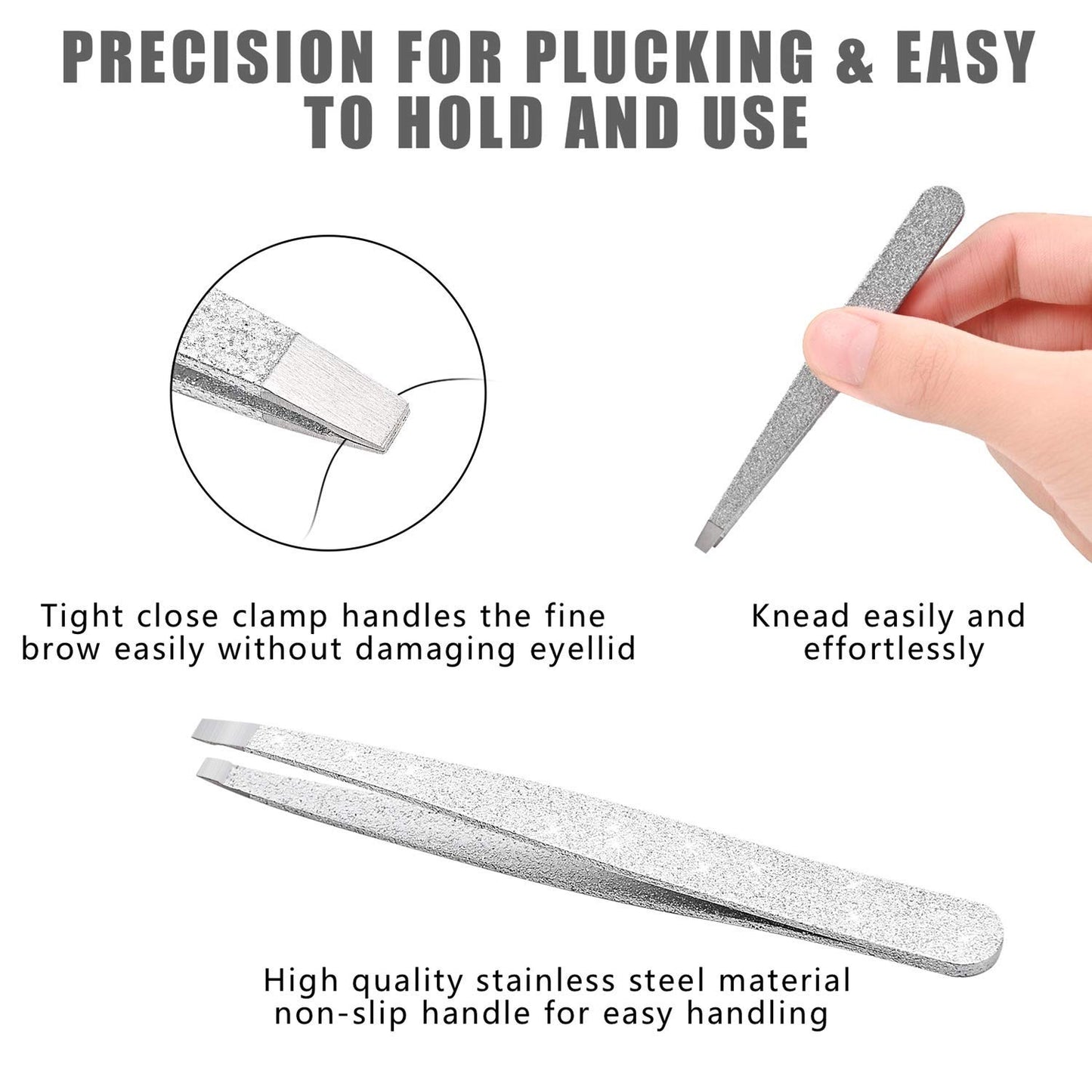 Bite Instruments Iridescent Slant Tip Eyebrow Tweezer Stainless Steel for Ingrown Hair Removal