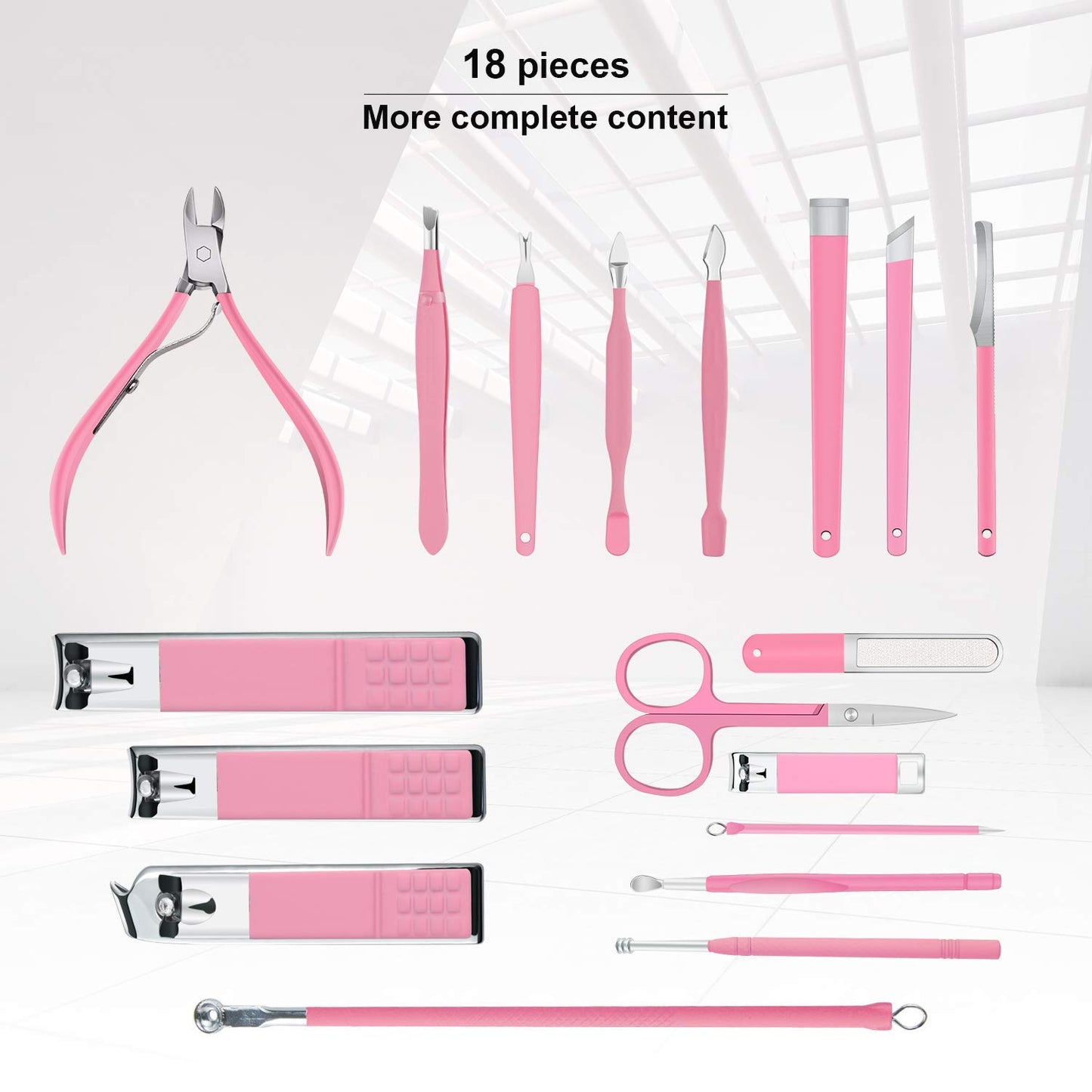 Bite Instruments Professional 18-in-1 Manicure & Pedicure Set Stainless Steel Nail Care Kit