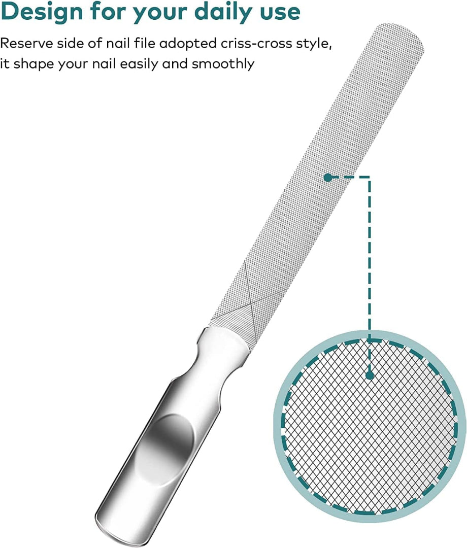 Stainless Steel Nail File with Anti-Slip Handle and Leather Case Bite Instruments