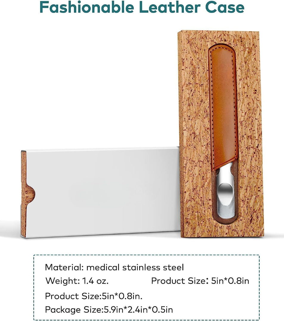 Stainless Steel Nail File with Anti-Slip Handle and Leather Case Bite Instruments