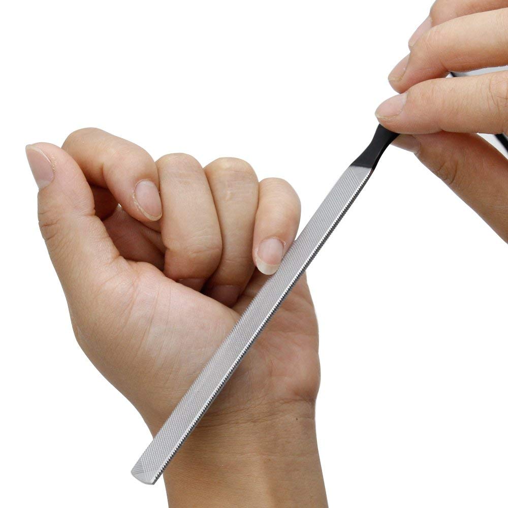 Stainless Steel Nail File with Anti-Slip Handle and Leather Case Bite Instruments