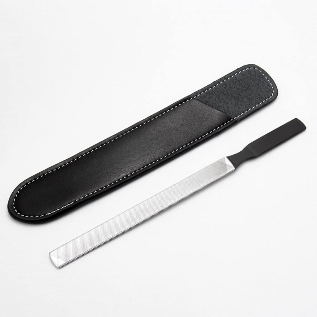Stainless Steel Nail File with Anti-Slip Handle and Leather Case Bite Instruments