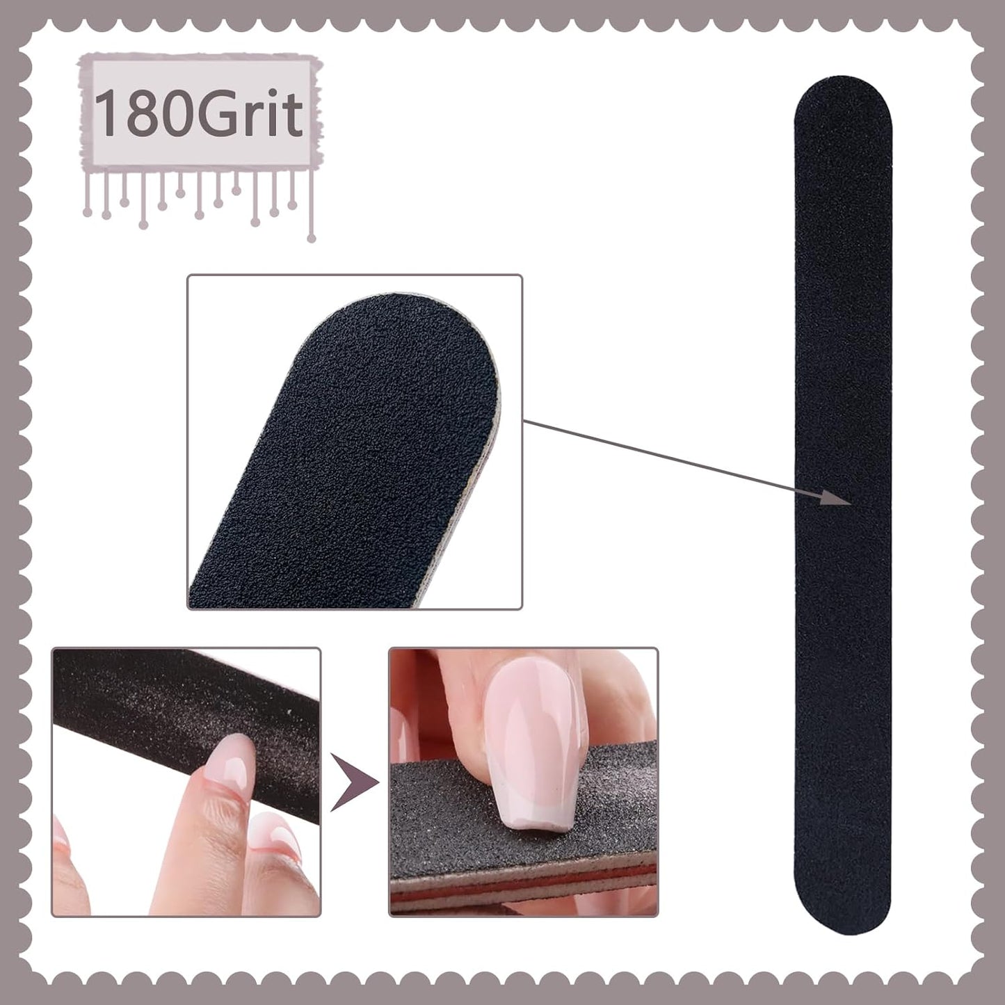 Professional Nail File Double - Sided | Emery Board for Manicures & Pedicures Tool Bite Instruments