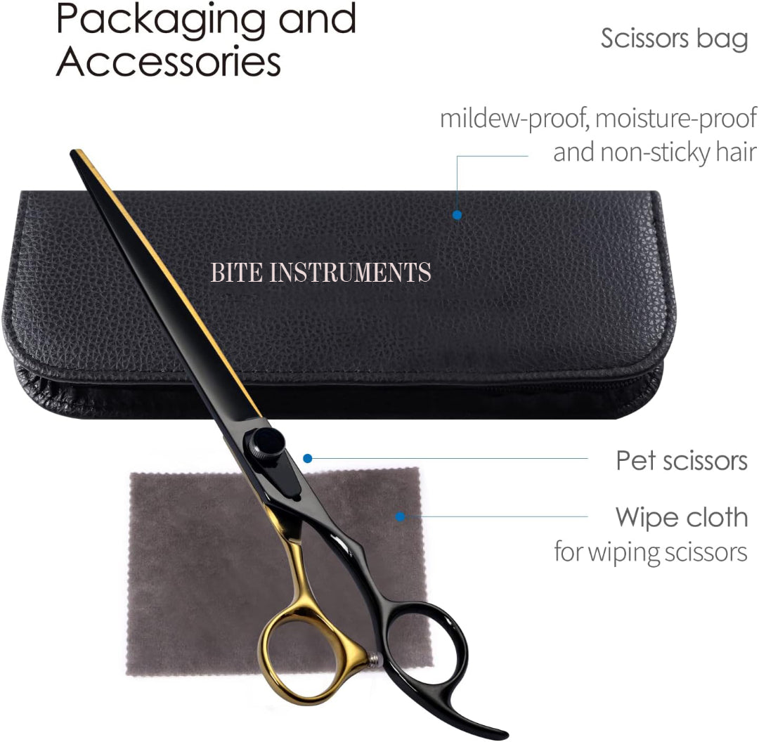 Premium Straight Shears Right-Handed Professional Dog & Cat Grooming Scissors