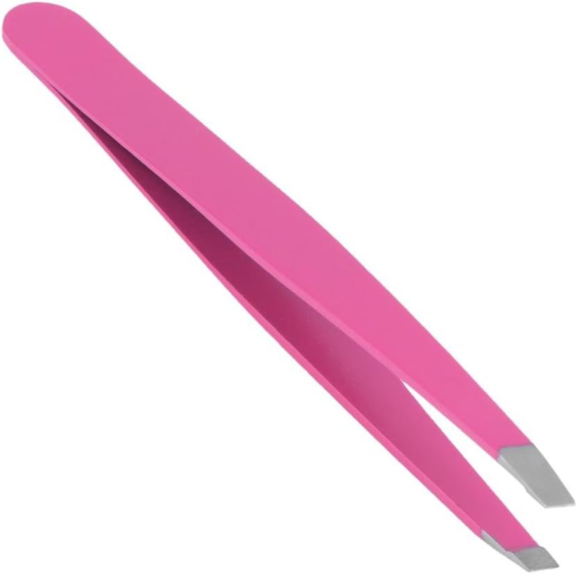 Professional Pink Oblique Slanted Eyebrow Tweezer