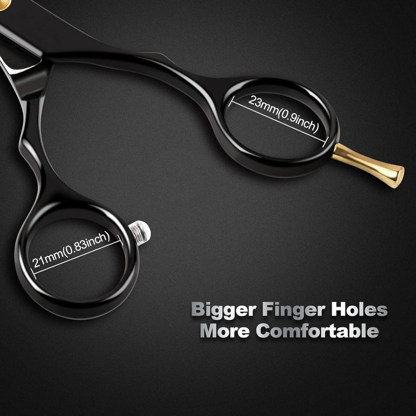 Professional Hair Scissors Set - Black Straight Shears with Gold Accents, Comb & Case