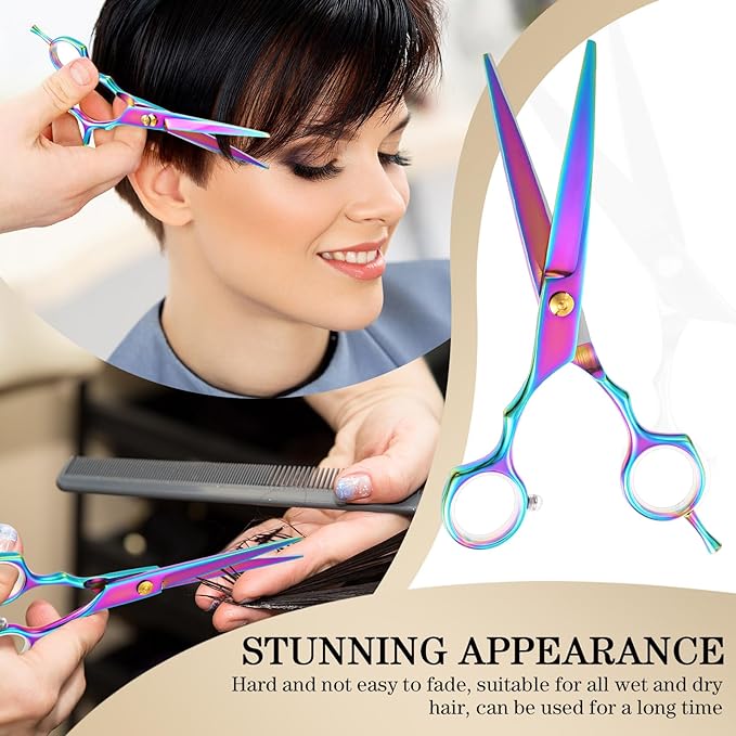 Rainbow Tie-Dye Hair Shears – Stainless Steel with Anti-Rust Coating