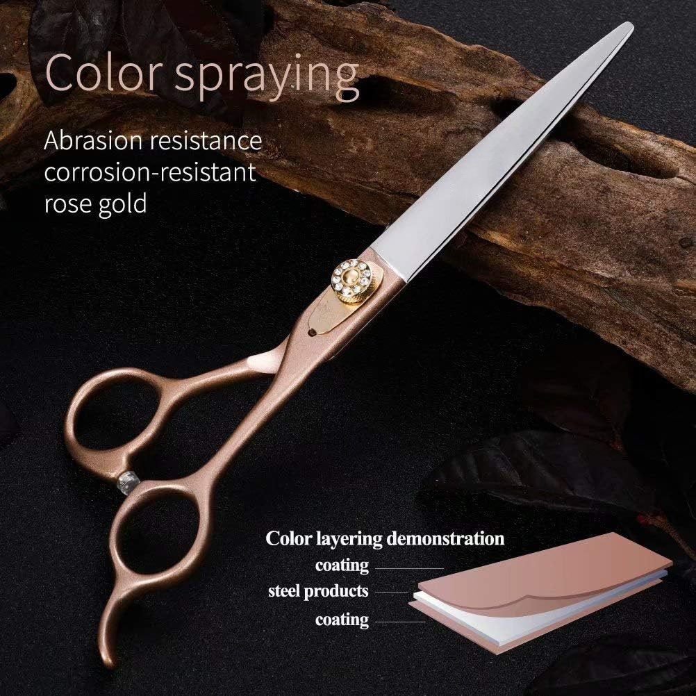 Professional 7.5-inch Dog Grooming Straight Scissors - JP440C Steel with Sharp Blades & Rose Gold Handles