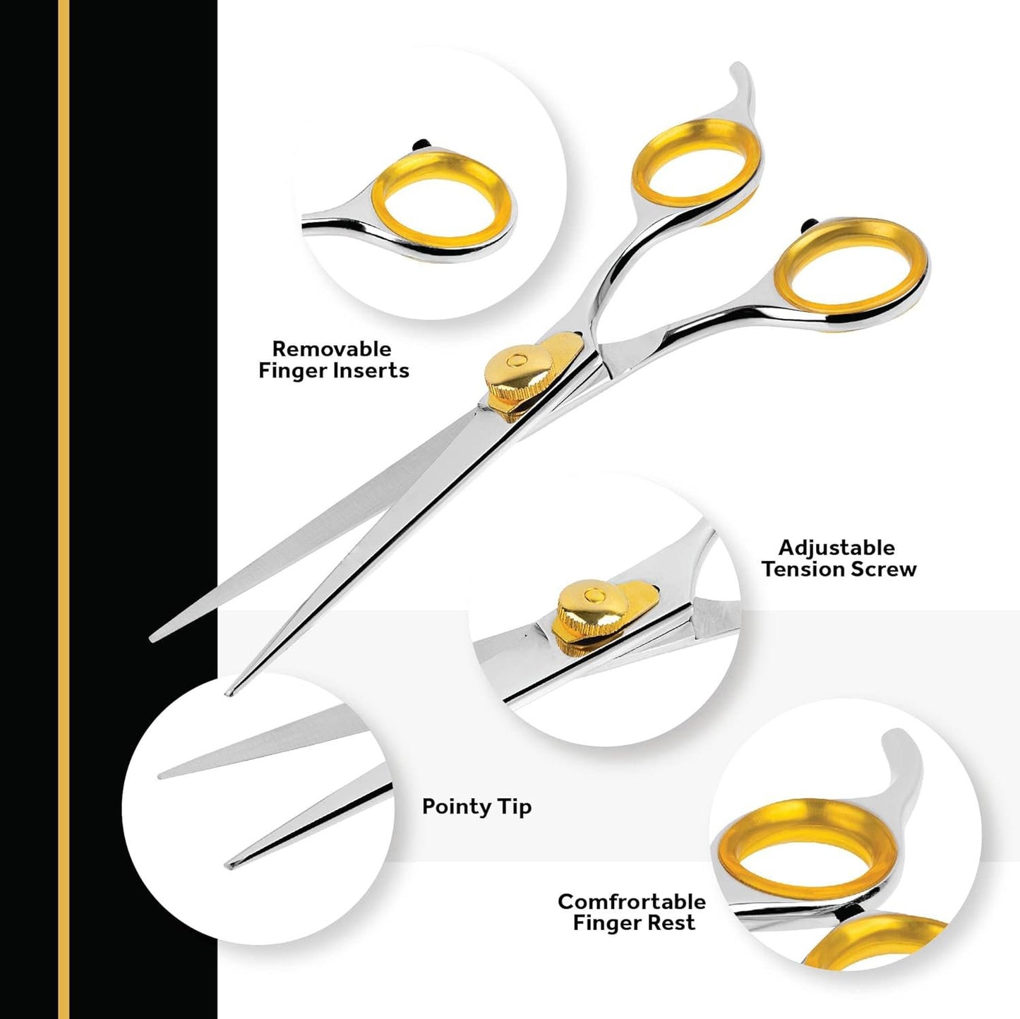 Gold Touch Professional Straight Pet Grooming Scissors - Great Gift Idea with Case