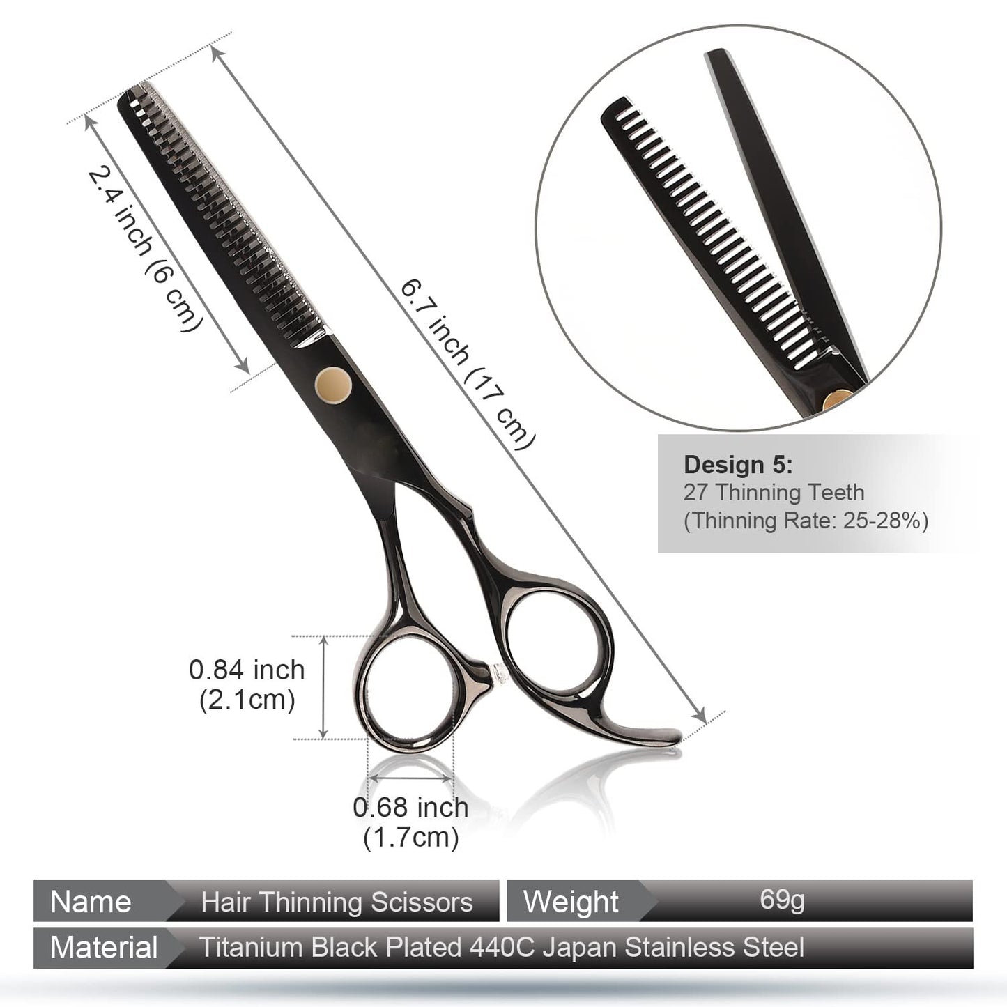 Professional 8-Piece Hair Cutting & Thinning Scissors Set - Black Hairdressing Kit with Comb & Accessories Gift Set