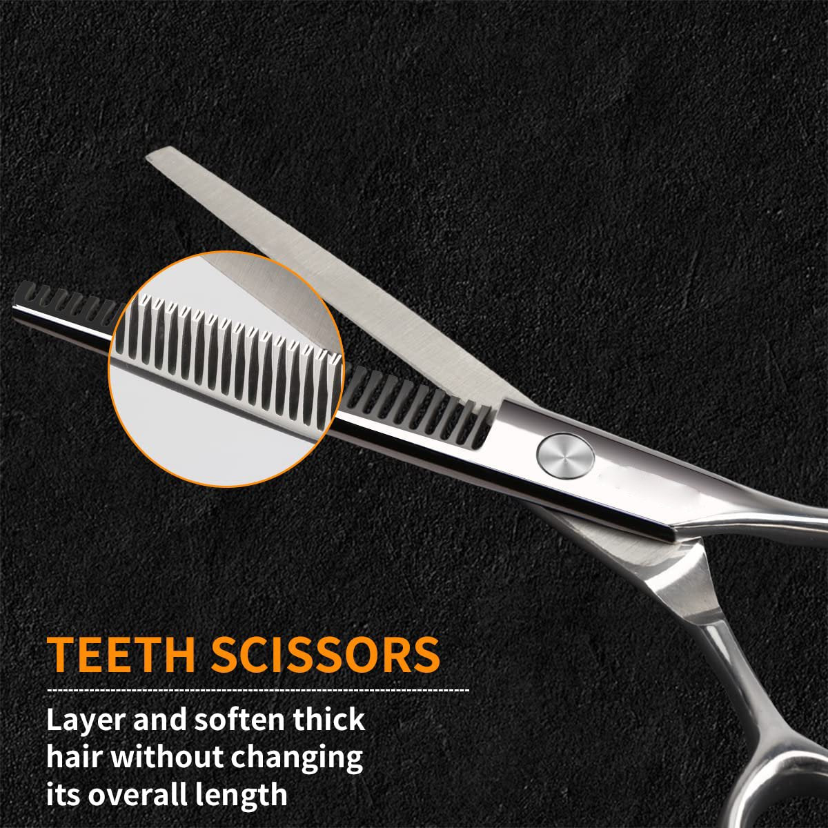 Professional 6.5-inch Hair Cutting & Thinning Shears Kit - Silver Scissors with Comb, Clips & Case