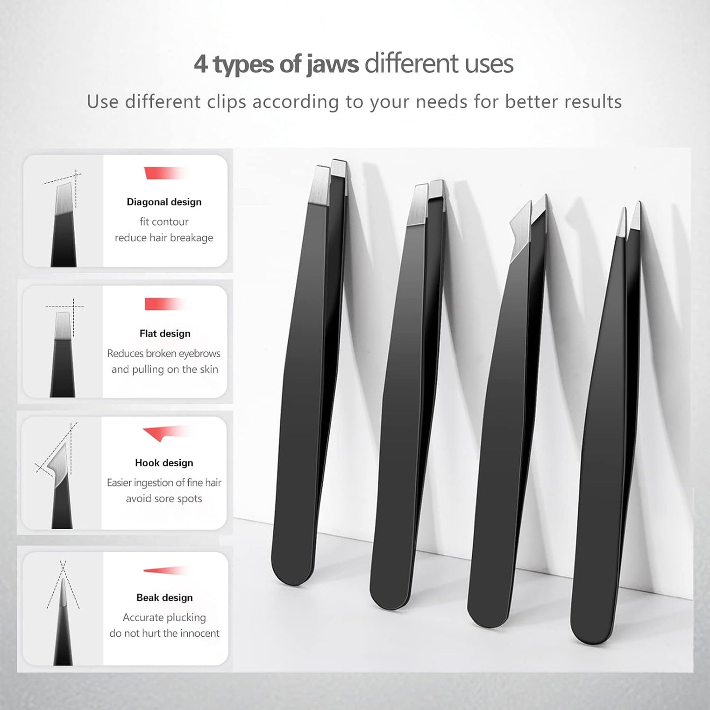 Professional Precision Tweezers For Facial Hair, Eyebrow Tweezer Stainless Steel