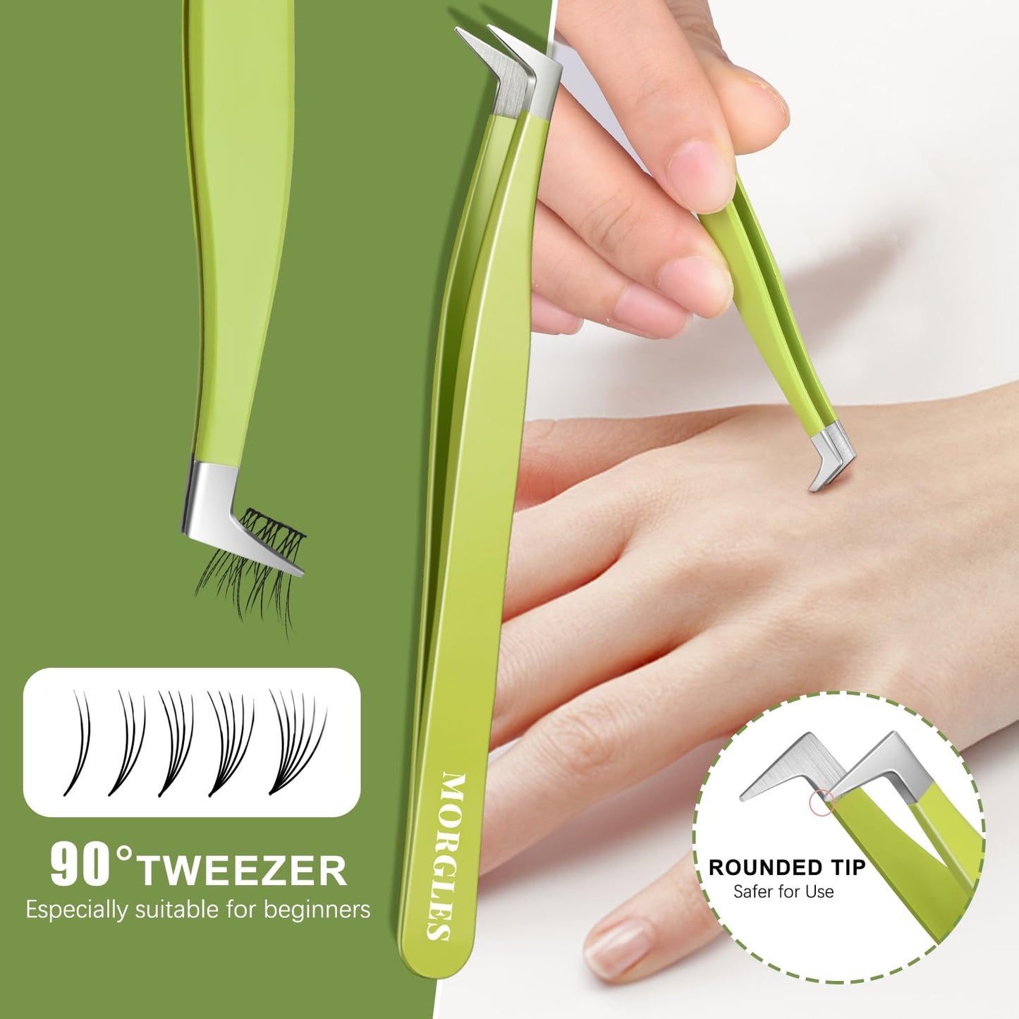Bite Instruments 5-Piece Colorful Eyelash Tweezer Set with Case | Precision Stainless Steel Lash Extension Tools