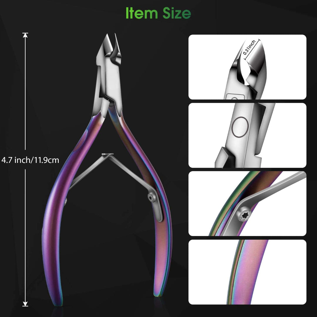 Bite Instruments Multicolor Ergonomic Cuticle Cutter with Non-Slip Grip