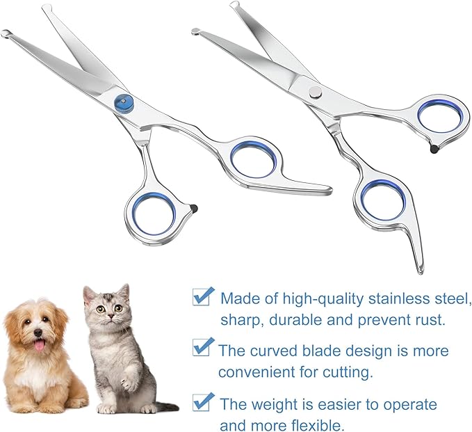 Curved Grooming Scissors for Dogs and Pets – Safety Round Tips