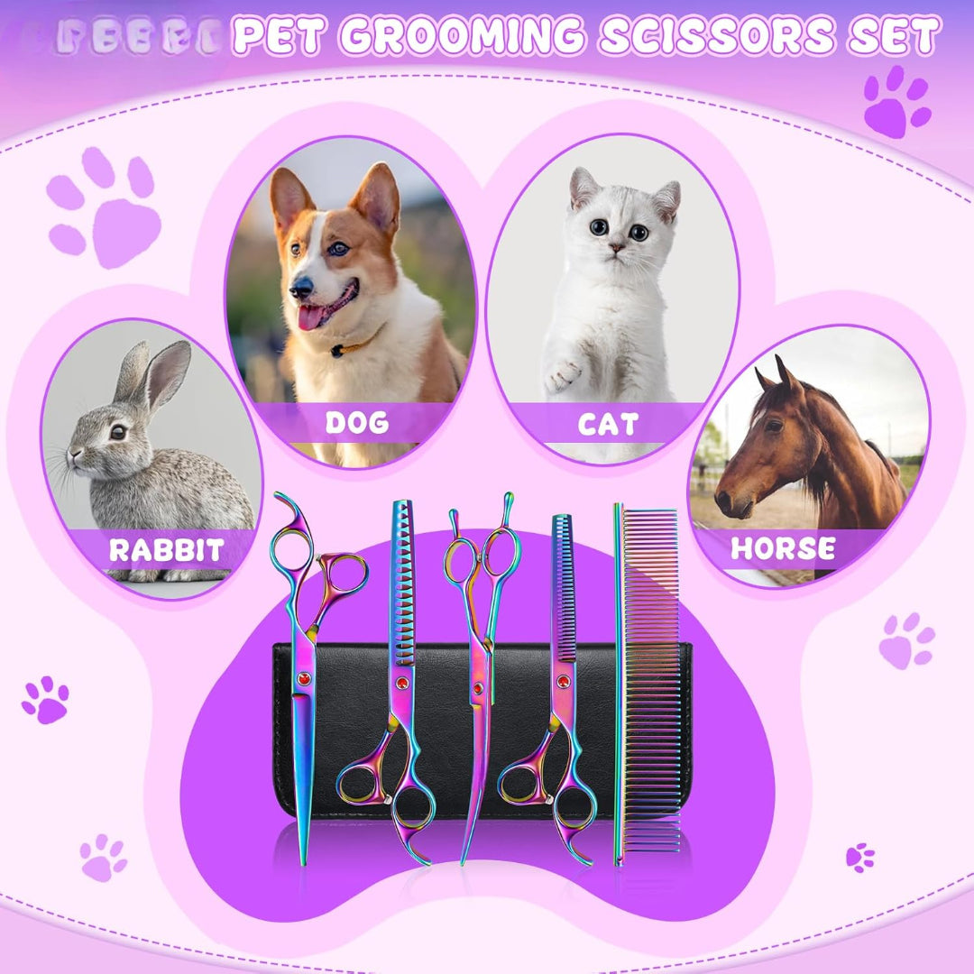 Pet Grooming Scissors Kit – Professional Dog & Cat Hair Cutting Tools | Bite Instruments