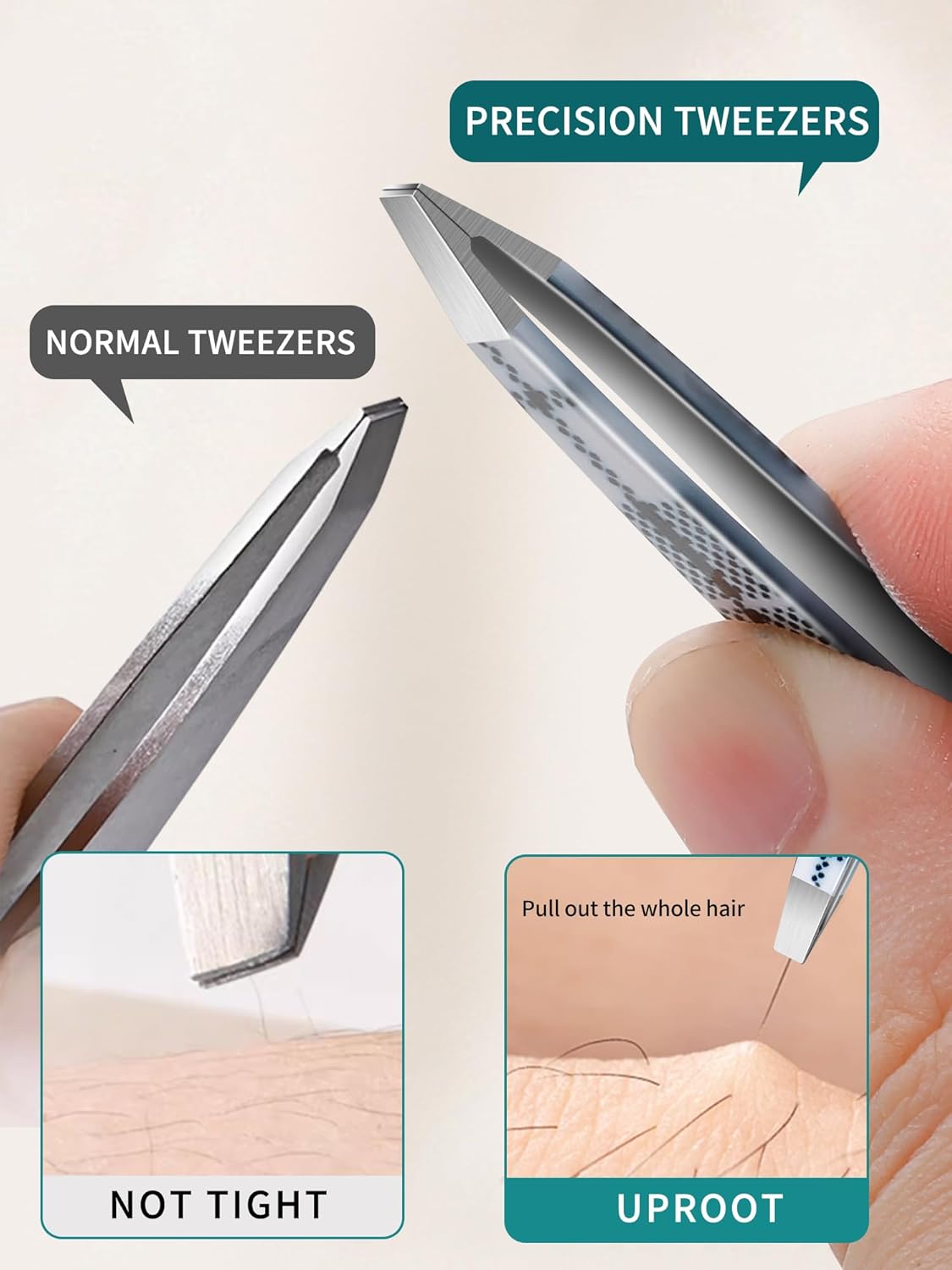 Bite Instruments Professional Precision Eyebrow Tweezers for Women Facial Hair Removal