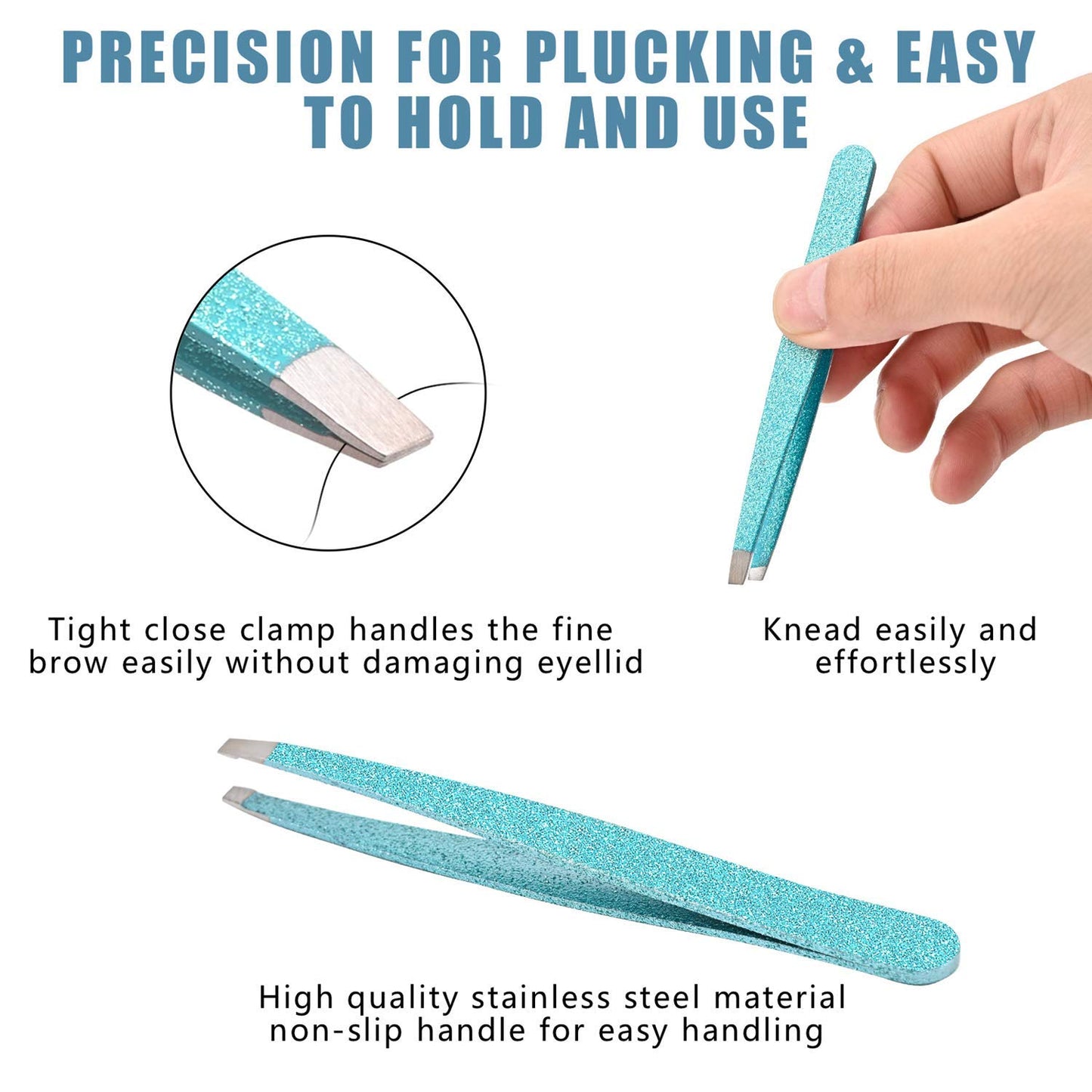 Bite Instruments Iridescent Slant Tip Eyebrow Tweezer Stainless Steel Tweezers for Ingrown Hair Removal
