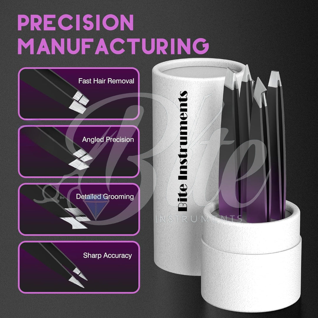 Bite Instruments Professional Precision Tweezers Eyebrow Hair Removal Tool