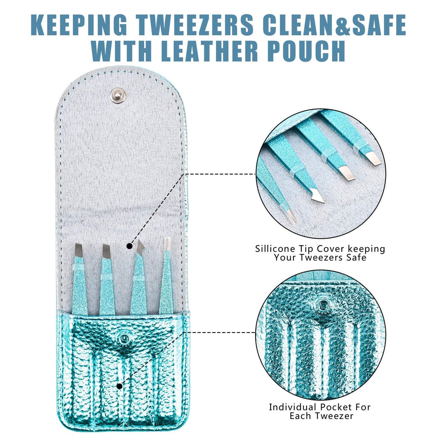 Bite Instruments Iridescent Slant Tip Eyebrow Tweezer Stainless Steel Tweezers for Ingrown Hair Removal