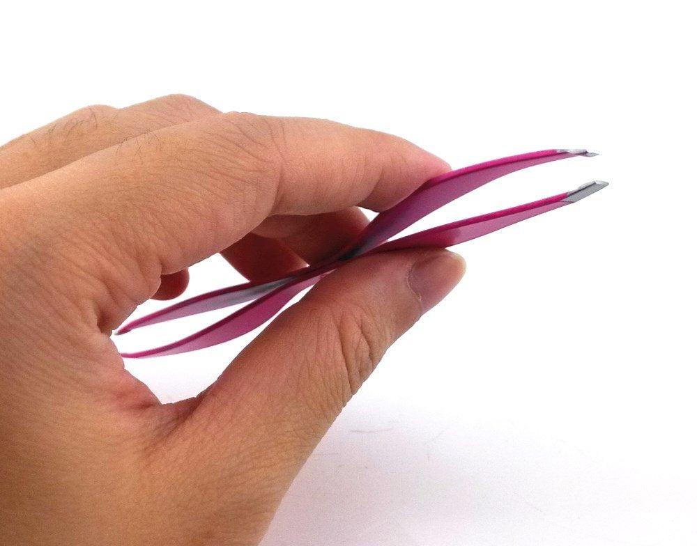 2pcs Double End Pointed and Slant Tip Tweezers Set for Eyebrow and Ingrown Hair