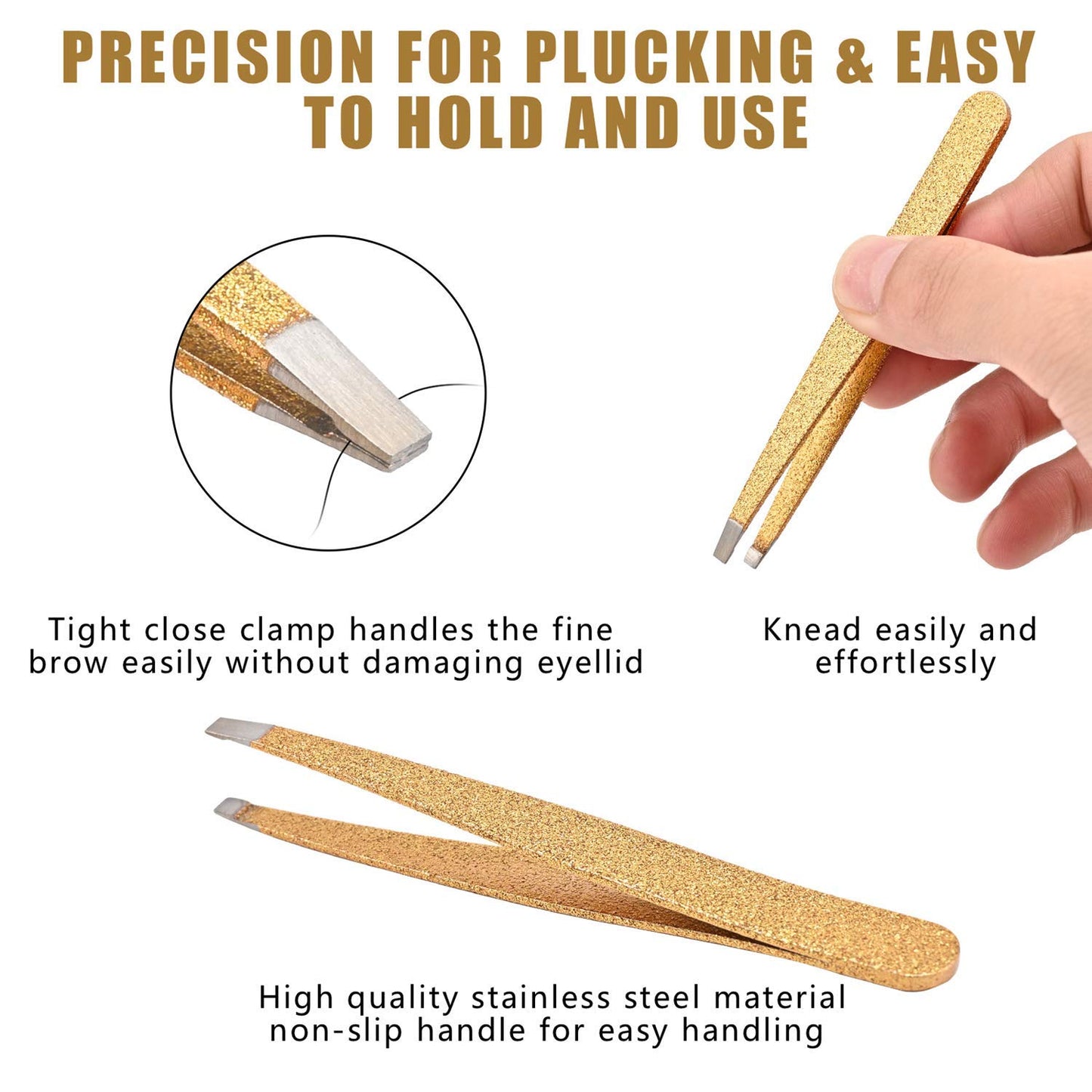Eyebrow Tweezer Set, 4 Pcs Professional Stainless Steel Tweezers for Ingrown Hair Removal