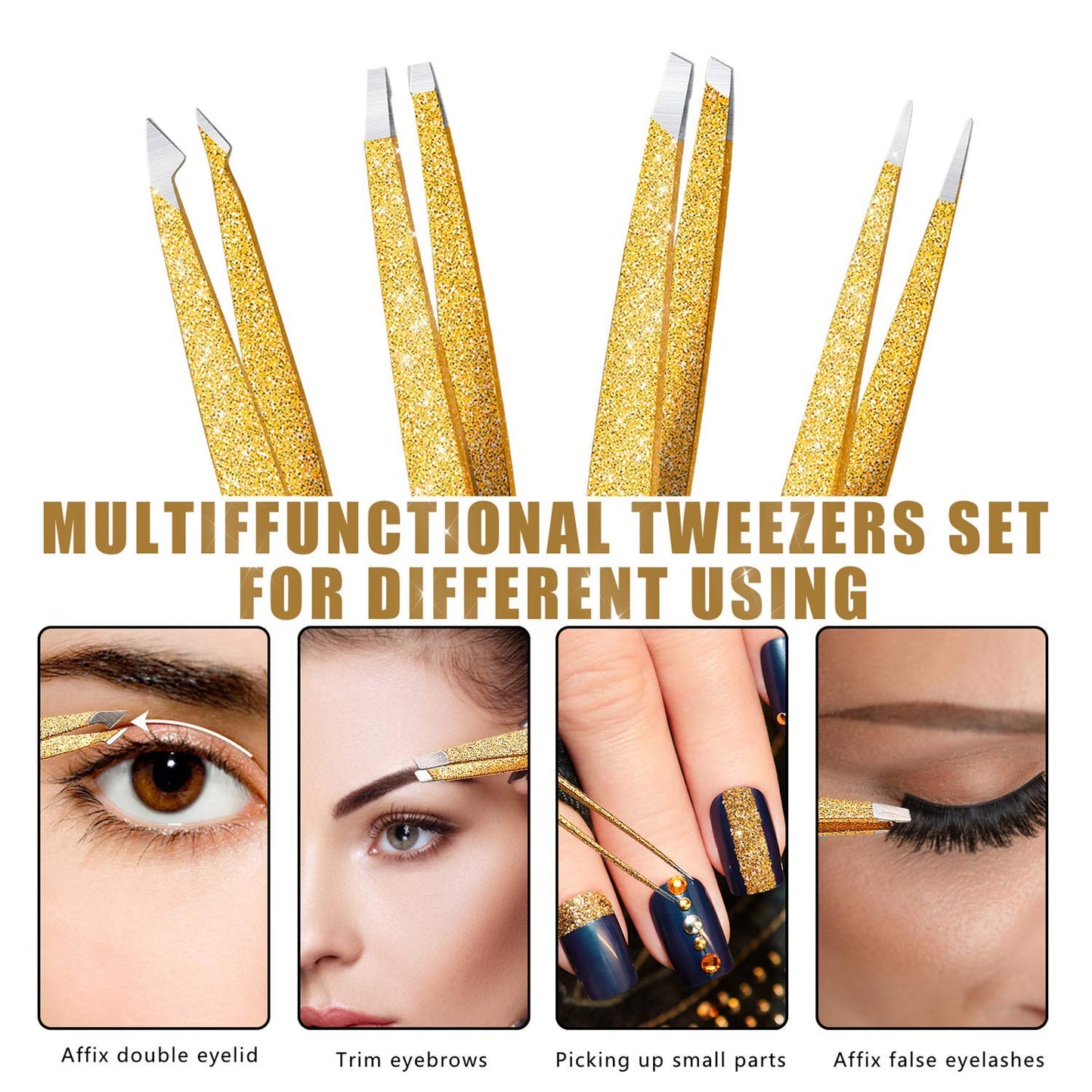 Bite Instruments Iridescent Slant Tip Eyebrow Tweezer Stainless Steel Tweezers for Ingrown Hair Removal
