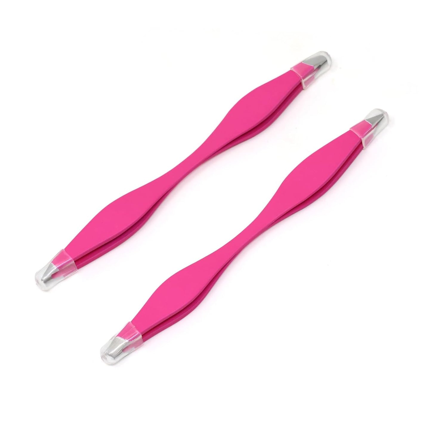 2pcs Double End Pointed and Slant Tip Tweezers Set for Eyebrow and Ingrown Hair