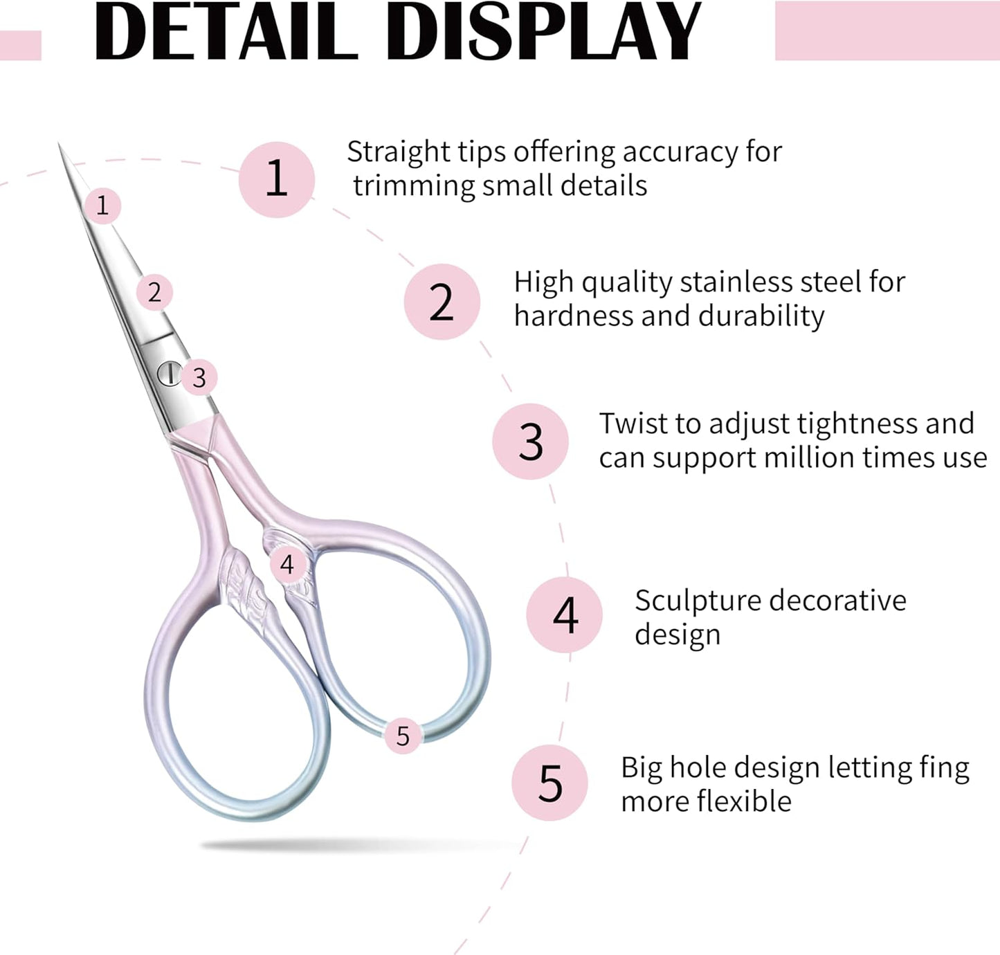 Professional Grooming Scissors with Stainless Steel for Facial Hair, Eyebrows, Beard, Ear, Nose