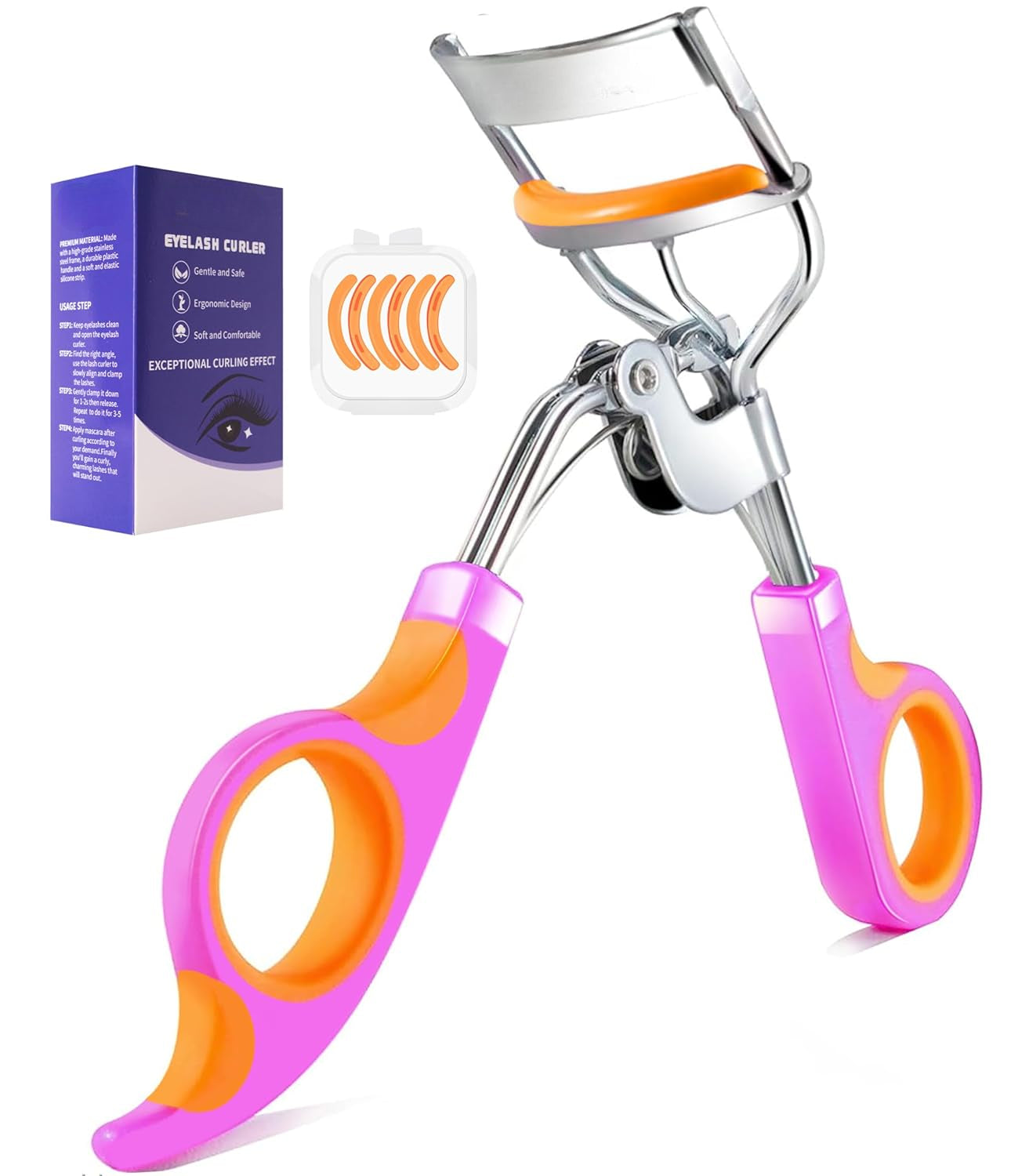 Bite Instruments Premium Quality Eyelash Curler with 6PCS Extra Replacement Pads Easy to Hold and Use