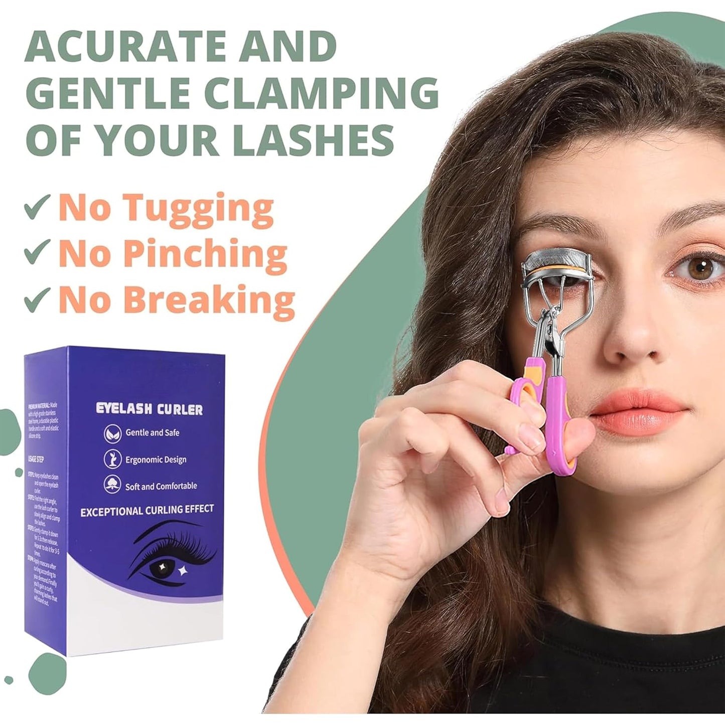 Bite Instruments Premium Quality Eyelash Curler with 6PCS Extra Replacement Pads Easy to Hold and Use