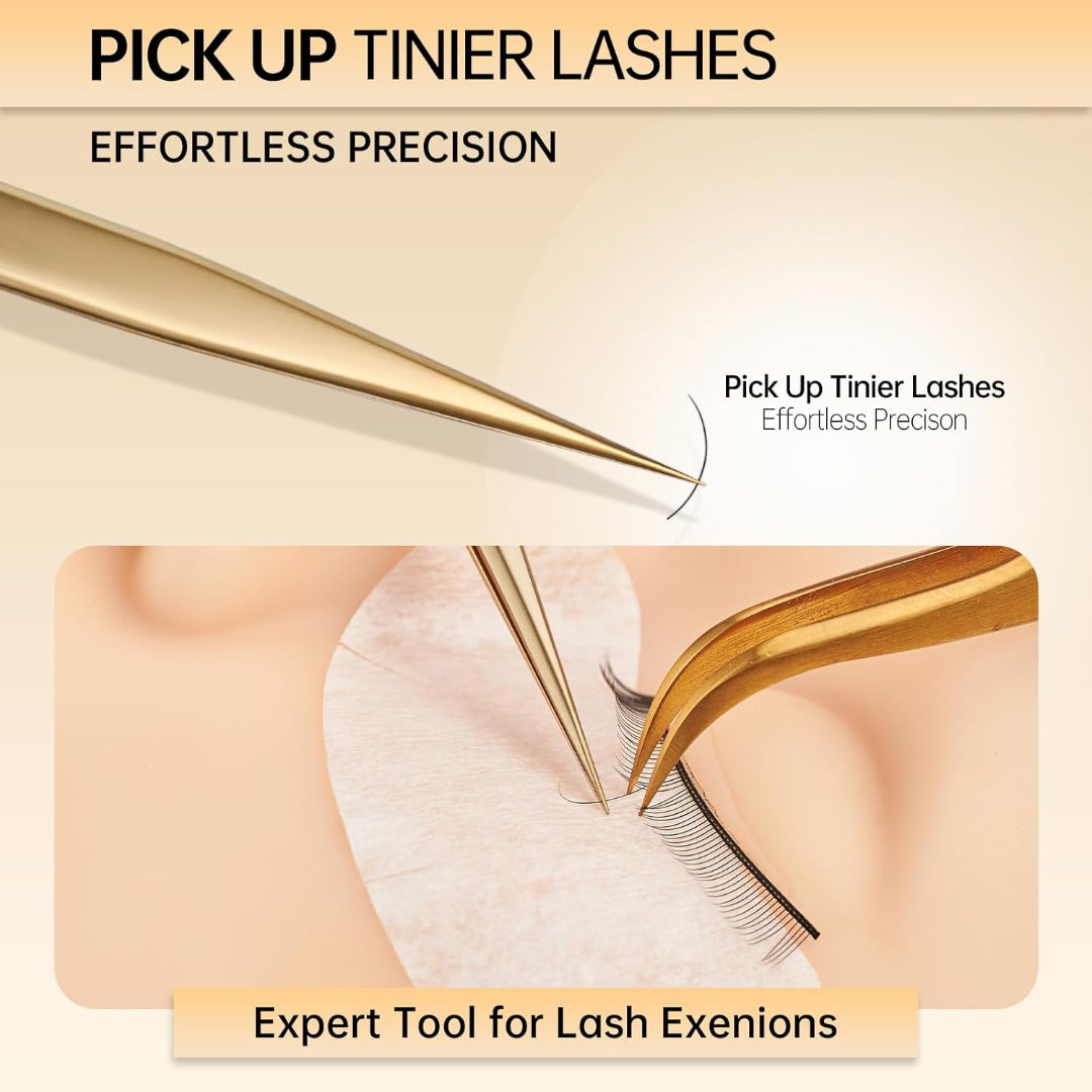 Bite Instruments Gold Straight Eyelash Extension Tweezer | Precision Isolation Tool Elegant Colors