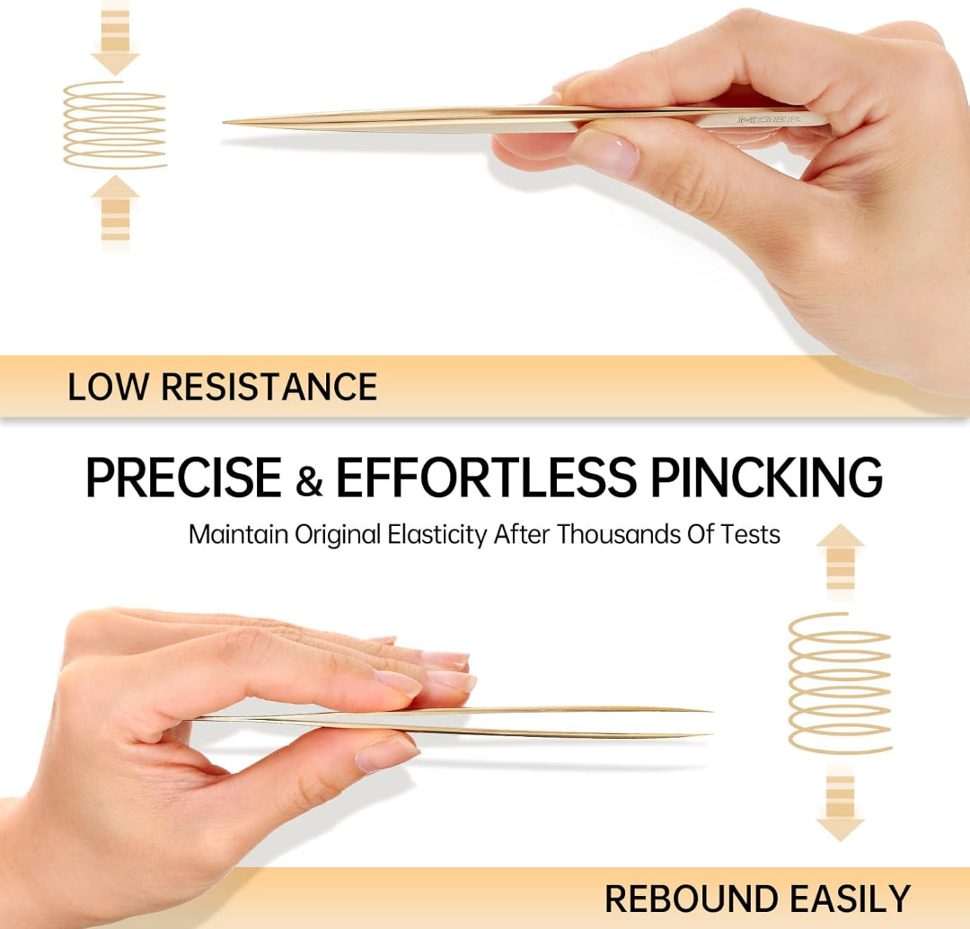 Bite Instruments Gold Straight Eyelash Extension Tweezer | Precision Isolation Tool Elegant Colors