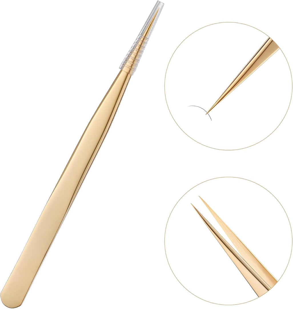 Bite Instruments Gold Straight Eyelash Extension Tweezer | Precision Isolation Tool Elegant Colors