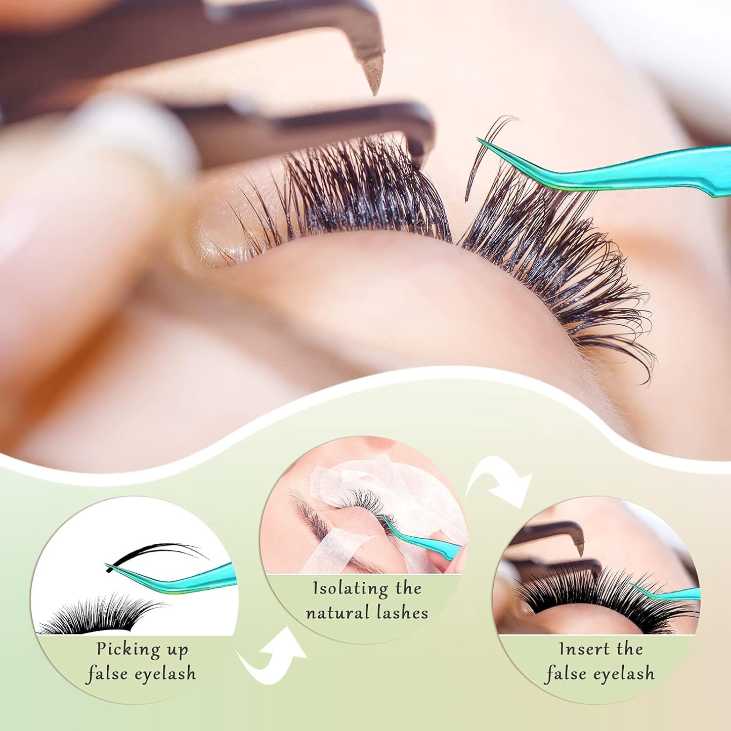 6 Pcs High Precision Eyelash Tweezers for Lash Extension, Stainless Steel for Volume Eyelash